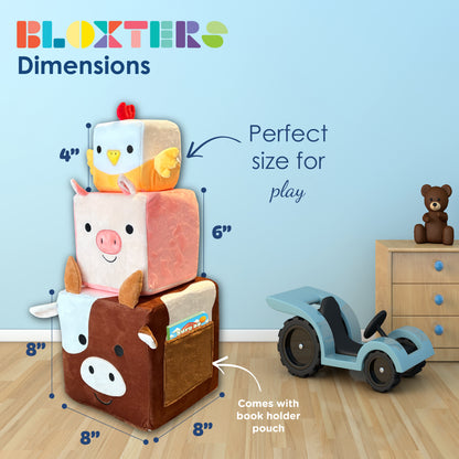 Farm Friends Foam Play Cube Set — Plush Cow, Pig & Chicken with Storybook
