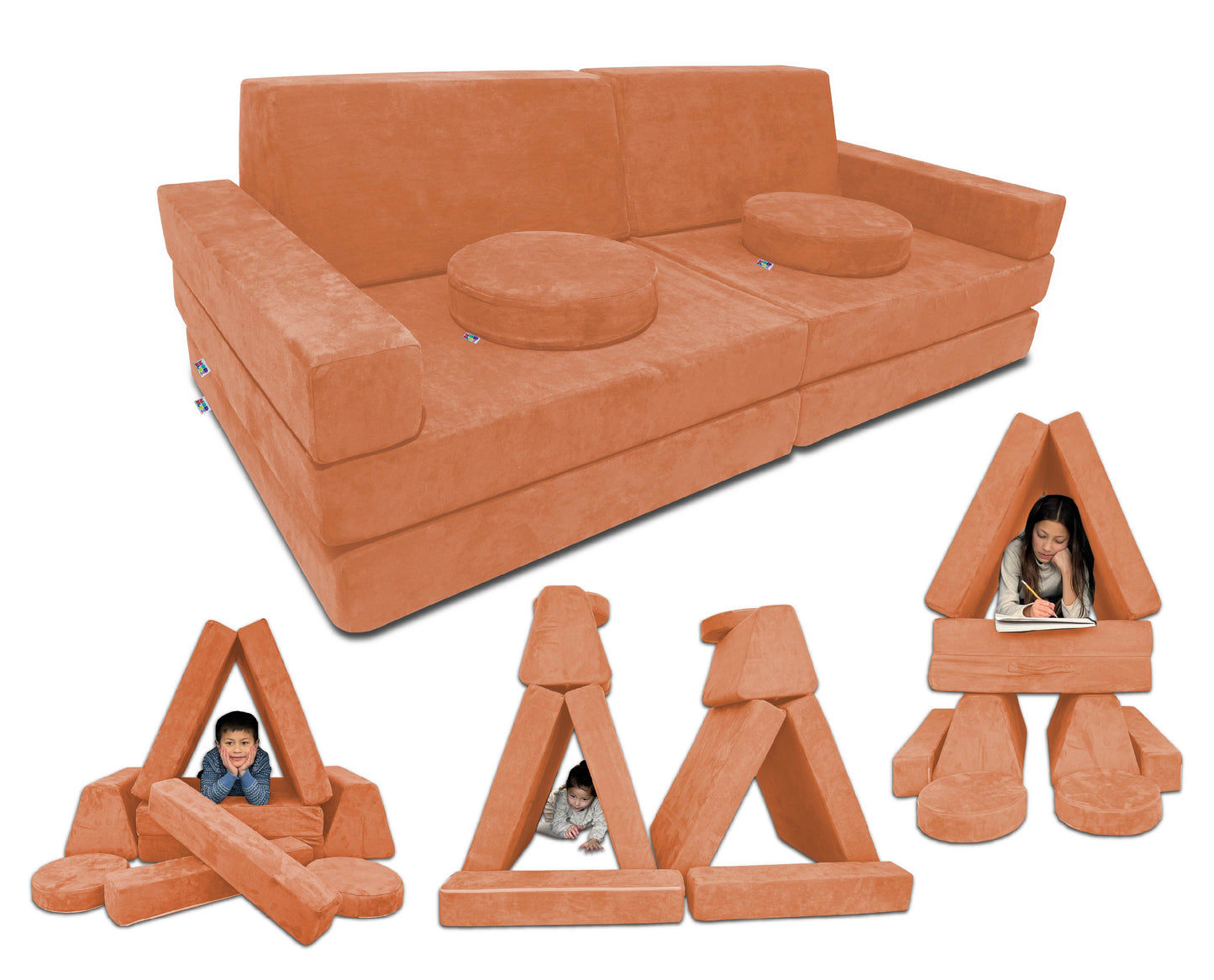 10 Piece Soft Modular Microsuede Foam Kids Play Couch