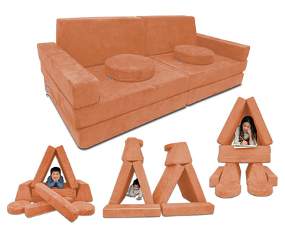 10 Piece Soft Modular Microsuede Foam Kids Play Couch