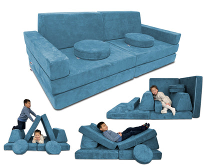 10 Piece Soft Modular Microsuede Foam Kids Play Couch