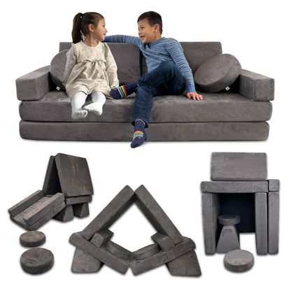 10 Piece Soft Modular Microsuede Foam Kids Play Couch