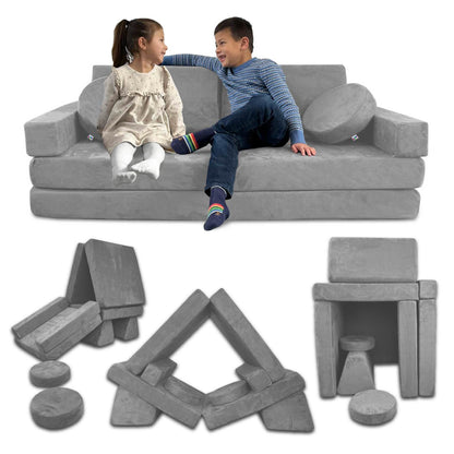 10 Piece Soft Modular Microsuede Foam Kids Play Couch