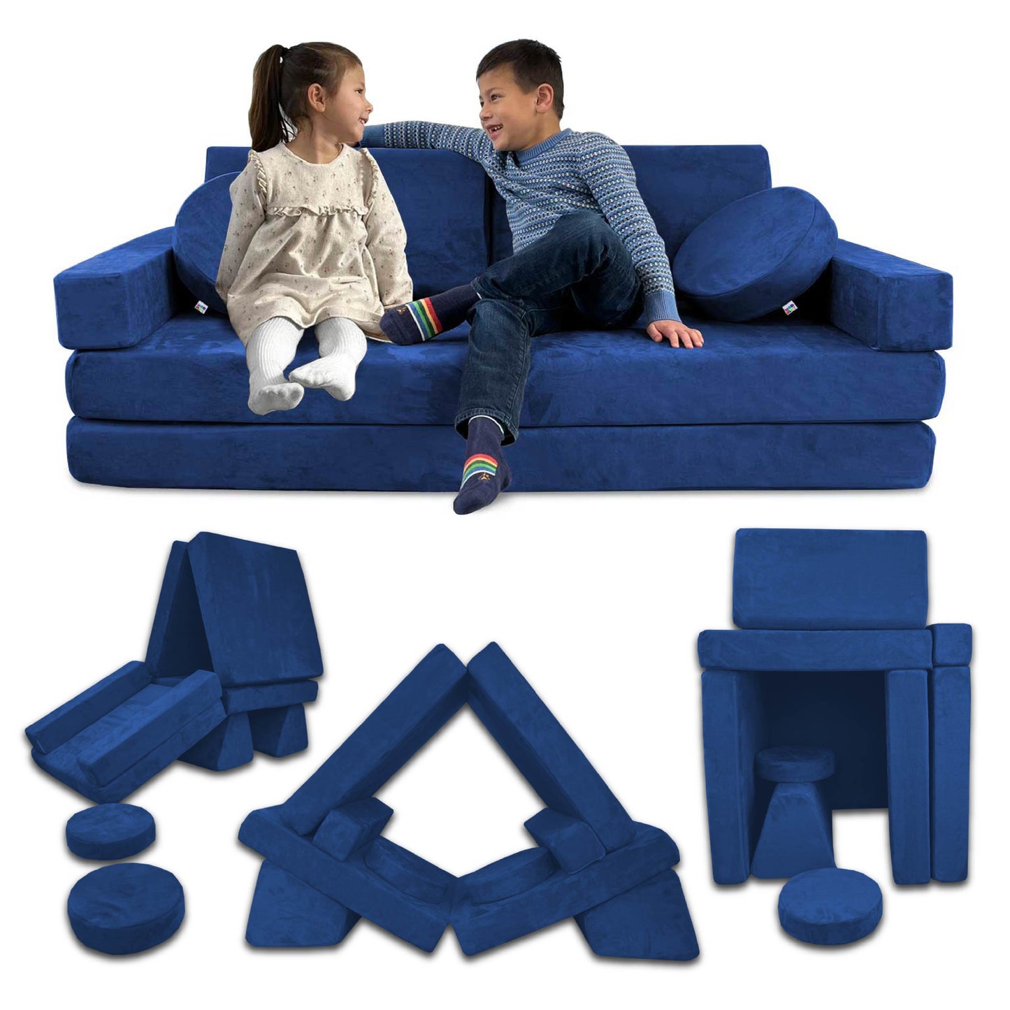 10 Piece Soft Modular Microsuede Foam Kids Play Couch