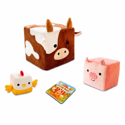 Farm Friends Foam Play Cube Set — Plush Cow, Pig & Chicken with Storybook