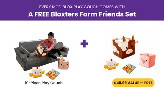 Mod Blox 10-piece play couch plus a free Bloxters Farm Friends set
