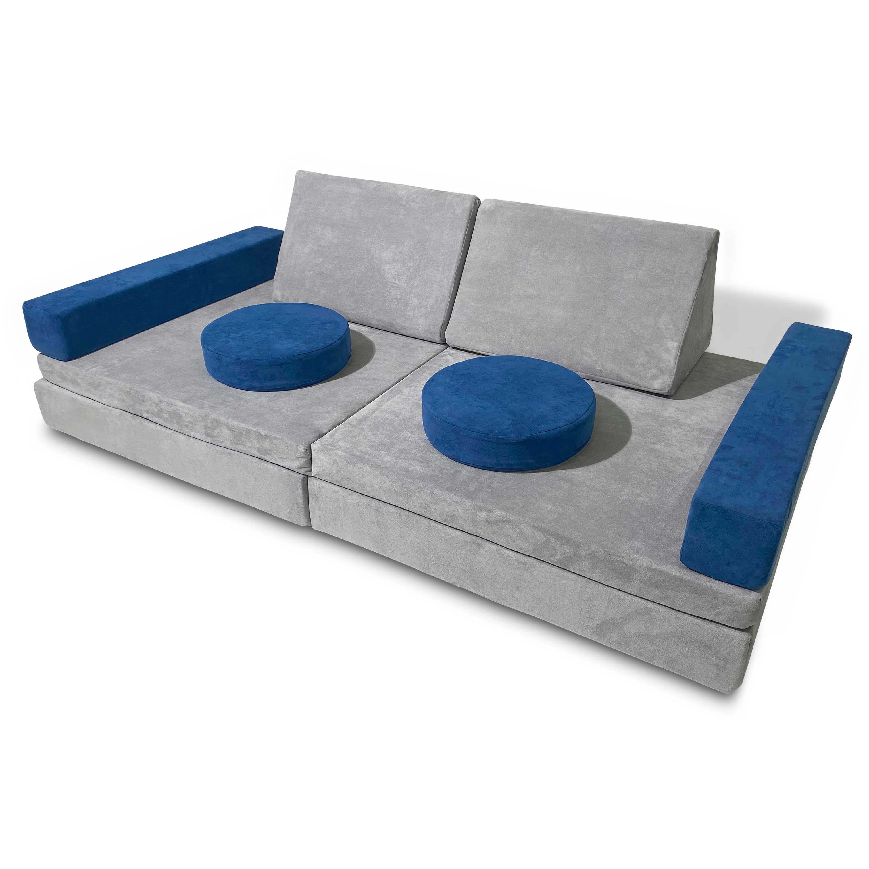 Mod Blox 2 Circle Pillow + 2 Armrests Add-On for Soft Furniture Playset Modular Microsuede Foam Play Couch for Creative Kids